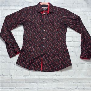 BARNABAS Black/Red Dress Shirt Small